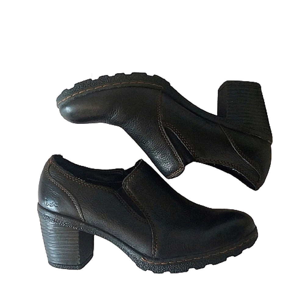 B.O.C brown leather heeled slip-on mules